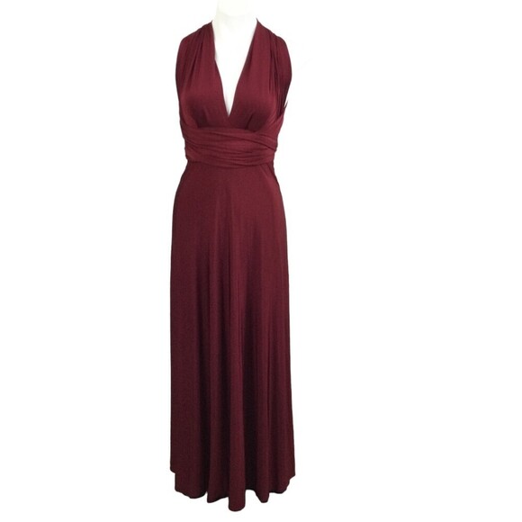LULU’S Coveted Curated collected Always Stunning Convertible Burgundy Maxi Dress - Picture 1 of 9